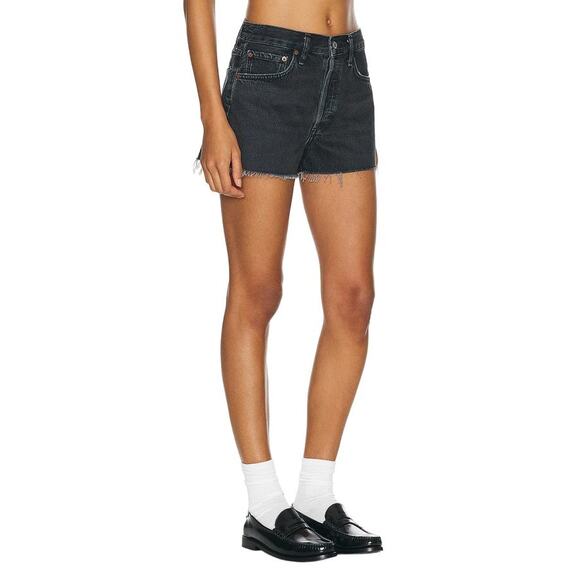 AGOLDE Parker Vintage Cut Off Short Button Fly Bewitched Black High Rise 29 NEW - Picture 3 of 5